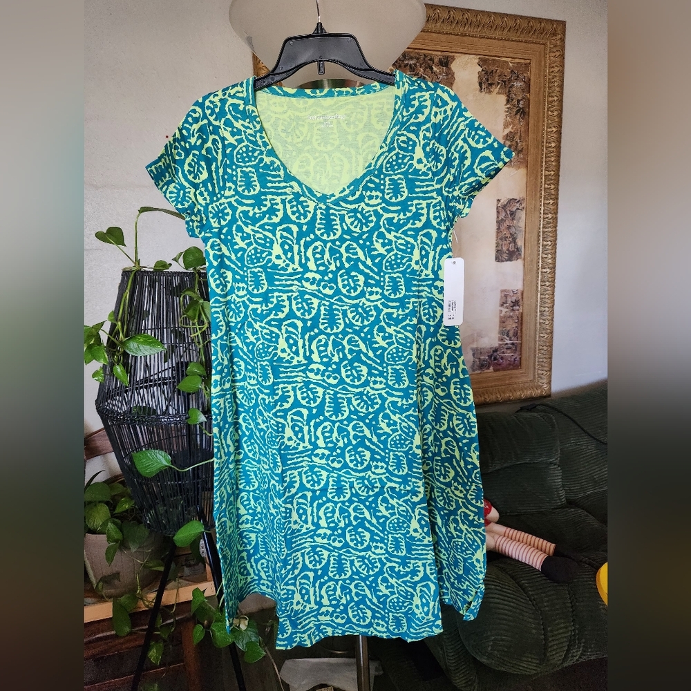 SOFT SURROUNDINGS NWT Santiago Gaia Tropical Green Casual Dress Sizes S and M